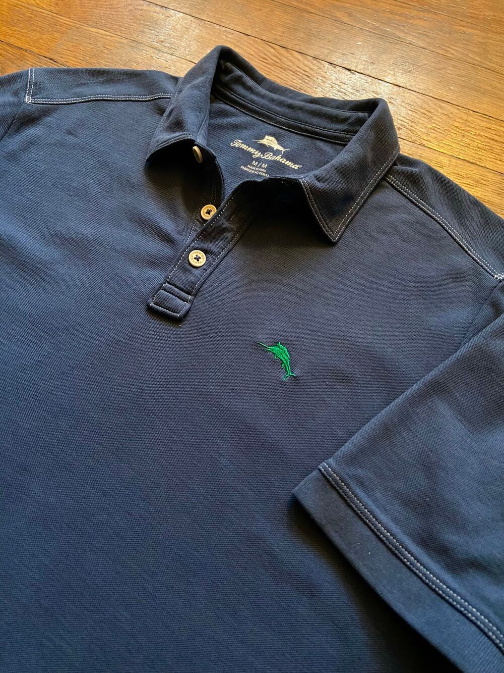 TOMMY BAHAMA Blue/Green Pima Cotton Polo Mens sz M